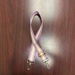 Purple and White Striped Bag Strap